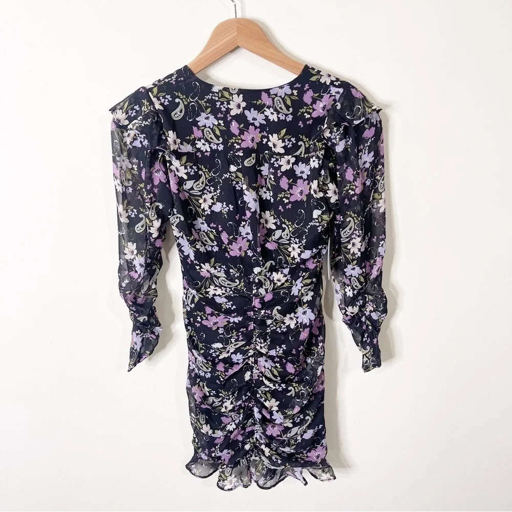 ASTR The Label Black Kimbra Floral Ruched Front Dress Size XS NWT - Picture 9 of 10